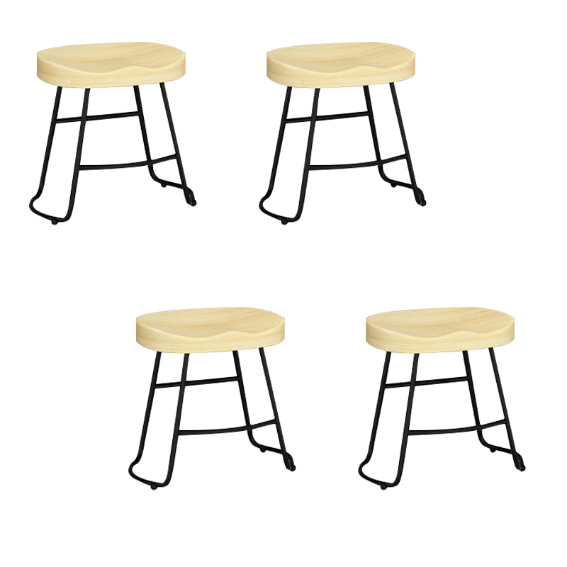 Contemporary Solid Wood Bar Stool Armless Dining Stool with Metal Base Brown 4 Piece Set Short Stool(18"H) Clearhalo 'Bar Furniture' 'Bar Stools' 'bar_stools' 'furn' 'furn_bar_stools' 'Furniture' 'Kitchen & Dining Furniture' 6813236