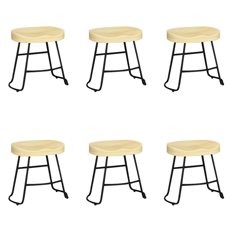 Contemporary Solid Wood Bar Stool Armless Dining Stool with Metal Base Brown 6 Piece Set Short Stool(18"H) Clearhalo 'Bar Furniture' 'Bar Stools' 'bar_stools' 'furn' 'furn_bar_stools' 'Furniture' 'Kitchen & Dining Furniture' 6813237