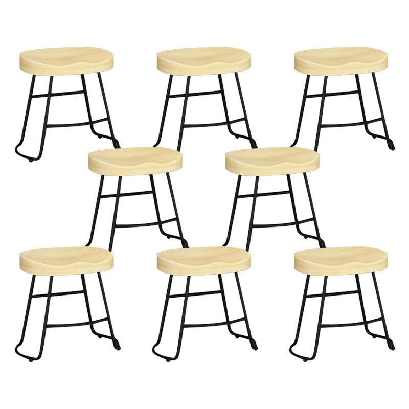 Contemporary Solid Wood Bar Stool Armless Dining Stool with Metal Base Brown 8 Piece Set Short Stool(18"H) Clearhalo 'Bar Furniture' 'Bar Stools' 'bar_stools' 'furn' 'furn_bar_stools' 'Furniture' 'Kitchen & Dining Furniture' 6813238
