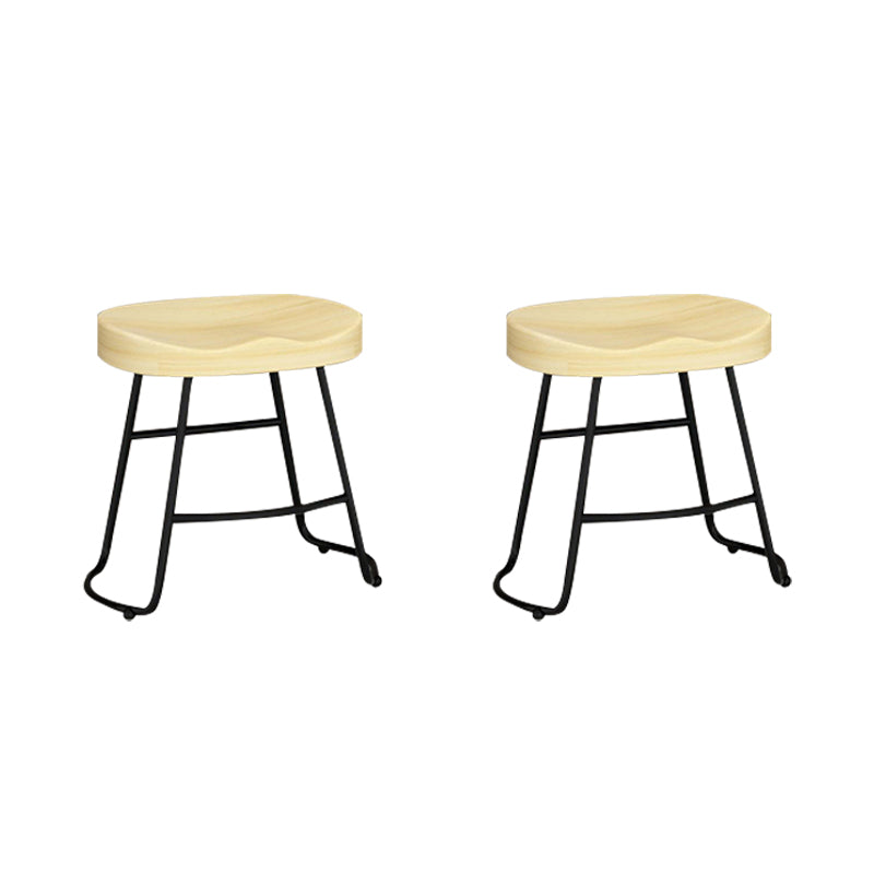 Contemporary Solid Wood Bar Stool Armless Dining Stool with Metal Base Brown 2 Piece Set Short Stool(22"H) Clearhalo 'Bar Furniture' 'Bar Stools' 'bar_stools' 'furn' 'furn_bar_stools' 'Furniture' 'Kitchen & Dining Furniture' 6813239