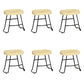 Contemporary Solid Wood Bar Stool Armless Dining Stool with Metal Base Brown 6 Piece Set Short Stool(22"H) Clearhalo 'Bar Furniture' 'Bar Stools' 'bar_stools' 'furn' 'furn_bar_stools' 'Furniture' 'Kitchen & Dining Furniture' 6813241