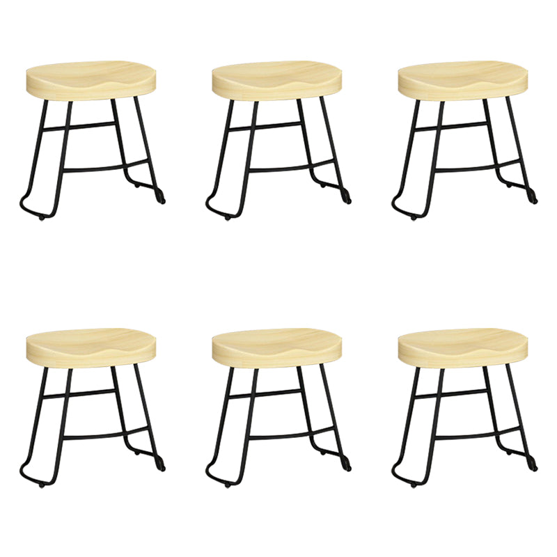 Contemporary Solid Wood Bar Stool Armless Dining Stool with Metal Base Brown 6 Piece Set Short Stool(22"H) Clearhalo 'Bar Furniture' 'Bar Stools' 'bar_stools' 'furn' 'furn_bar_stools' 'Furniture' 'Kitchen & Dining Furniture' 6813241
