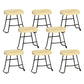 Contemporary Solid Wood Bar Stool Armless Dining Stool with Metal Base Brown 8 Piece Set Short Stool(22"H) Clearhalo 'Bar Furniture' 'Bar Stools' 'bar_stools' 'furn' 'furn_bar_stools' 'Furniture' 'Kitchen & Dining Furniture' 6813242