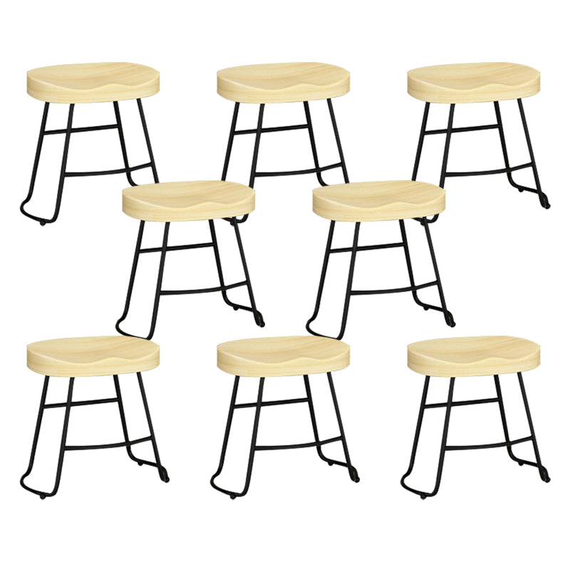 Contemporary Solid Wood Bar Stool Armless Dining Stool with Metal Base Brown 8 Piece Set Short Stool(22"H) Clearhalo 'Bar Furniture' 'Bar Stools' 'bar_stools' 'furn' 'furn_bar_stools' 'Furniture' 'Kitchen & Dining Furniture' 6813242
