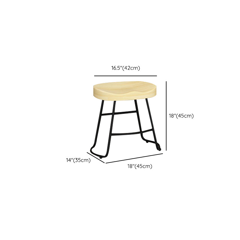 Contemporary Solid Wood Bar Stool Armless Dining Stool with Metal Base Clearhalo 'Bar Furniture' 'Bar Stools' 'bar_stools' 'furn' 'furn_bar_stools' 'Furniture' 'Kitchen & Dining Furniture' 6813243
