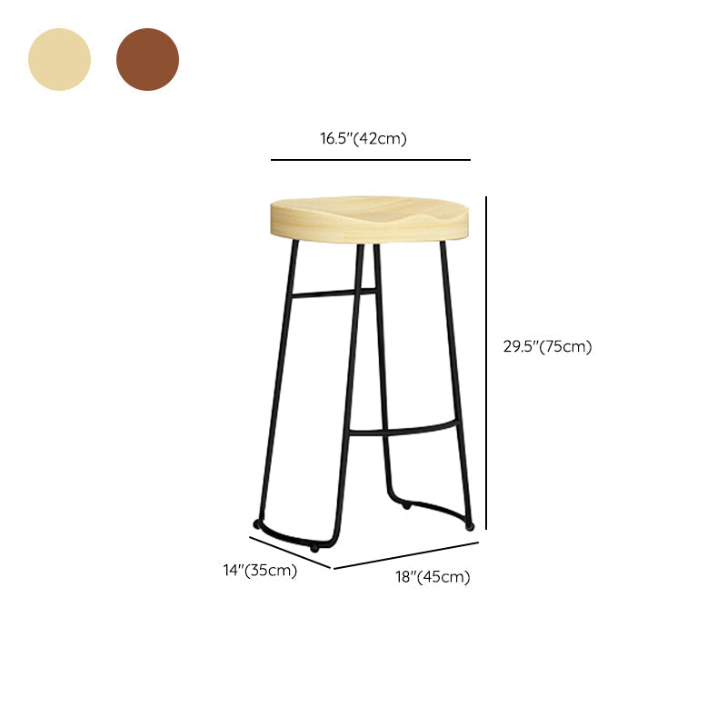 Contemporary Solid Wood Bar Stool Armless Dining Stool with Metal Base Clearhalo 'Bar Furniture' 'Bar Stools' 'bar_stools' 'furn' 'furn_bar_stools' 'Furniture' 'Kitchen & Dining Furniture' 6813246