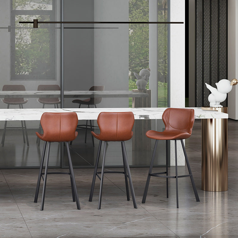 Faux Leather Dining Stool Upholstered Bar Stool with Metal Base Clearhalo 'Bar Furniture' 'Bar Stools' 'bar_stools' 'furn' 'furn_bar_stools' 'Furniture' 'Kitchen & Dining Furniture' 6813247