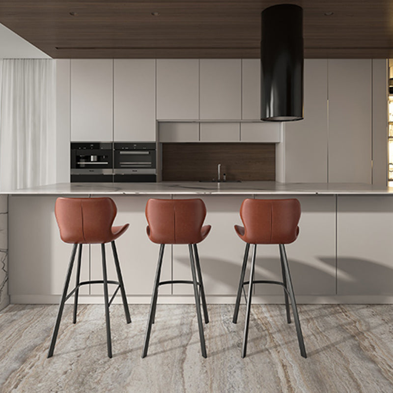 Faux Leather Dining Stool Upholstered Bar Stool with Metal Base Clearhalo 'Bar Furniture' 'Bar Stools' 'bar_stools' 'furn' 'furn_bar_stools' 'Furniture' 'Kitchen & Dining Furniture' 6813249