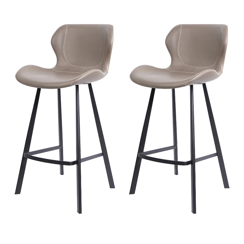 Faux Leather Dining Stool Upholstered Bar Stool with Metal Base Gray 2 Piece Set Counter Stool(26"H) Clearhalo 'Bar Furniture' 'Bar Stools' 'bar_stools' 'furn' 'furn_bar_stools' 'Furniture' 'Kitchen & Dining Furniture' 6813250