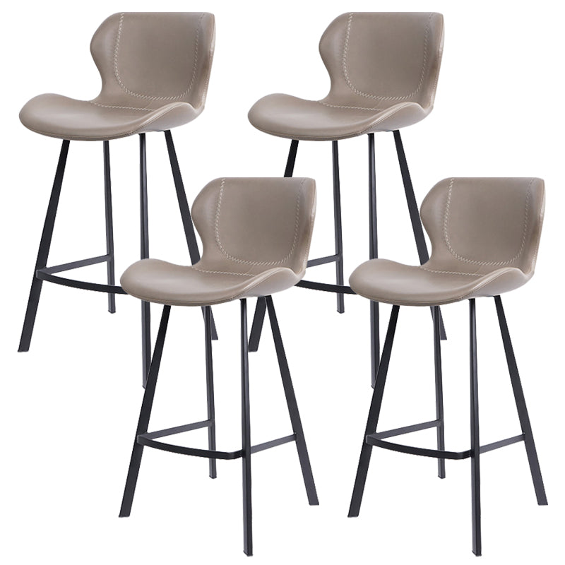 Faux Leather Dining Stool Upholstered Bar Stool with Metal Base Gray 4 Piece Set Counter Stool(26"H) Clearhalo 'Bar Furniture' 'Bar Stools' 'bar_stools' 'furn' 'furn_bar_stools' 'Furniture' 'Kitchen & Dining Furniture' 6813251