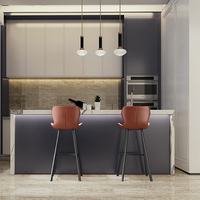 Faux Leather Dining Stool Upholstered Bar Stool with Metal Base Clearhalo 'Bar Furniture' 'Bar Stools' 'bar_stools' 'furn' 'furn_bar_stools' 'Furniture' 'Kitchen & Dining Furniture' 6813252