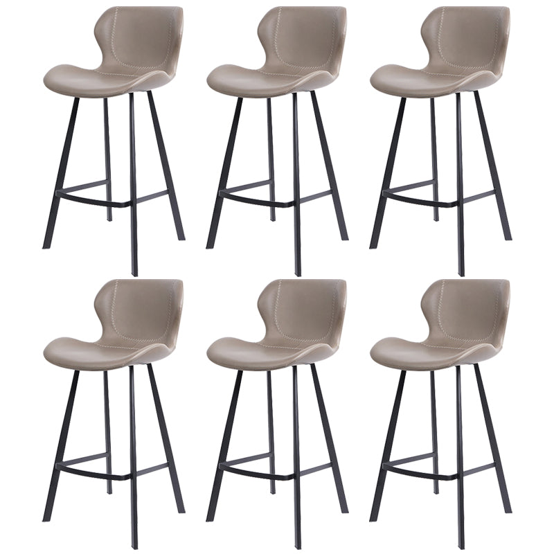 Faux Leather Dining Stool Upholstered Bar Stool with Metal Base Gray 6 Piece Set Counter Stool(26"H) Clearhalo 'Bar Furniture' 'Bar Stools' 'bar_stools' 'furn' 'furn_bar_stools' 'Furniture' 'Kitchen & Dining Furniture' 6813254