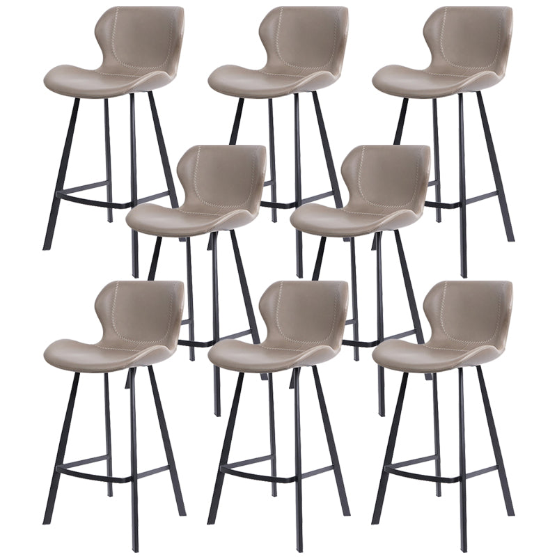 Faux Leather Dining Stool Upholstered Bar Stool with Metal Base Gray 8 Piece Set Counter Stool(26"H) Clearhalo 'Bar Furniture' 'Bar Stools' 'bar_stools' 'furn' 'furn_bar_stools' 'Furniture' 'Kitchen & Dining Furniture' 6813256