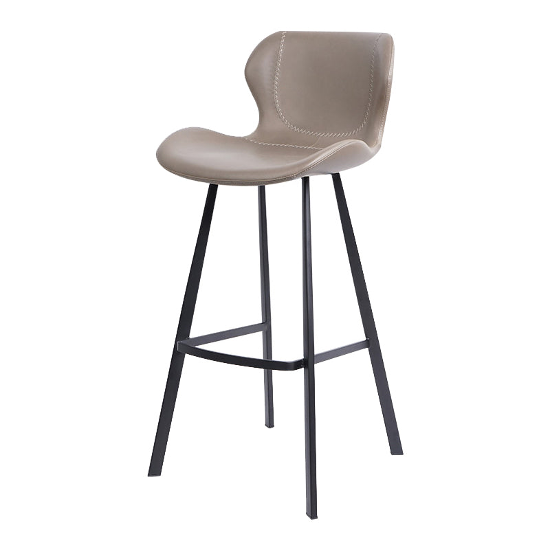 Faux Leather Dining Stool Upholstered Bar Stool with Metal Base Gray 1 Piece Bar Stool(30"H) Clearhalo 'Bar Furniture' 'Bar Stools' 'bar_stools' 'furn' 'furn_bar_stools' 'Furniture' 'Kitchen & Dining Furniture' 6813258