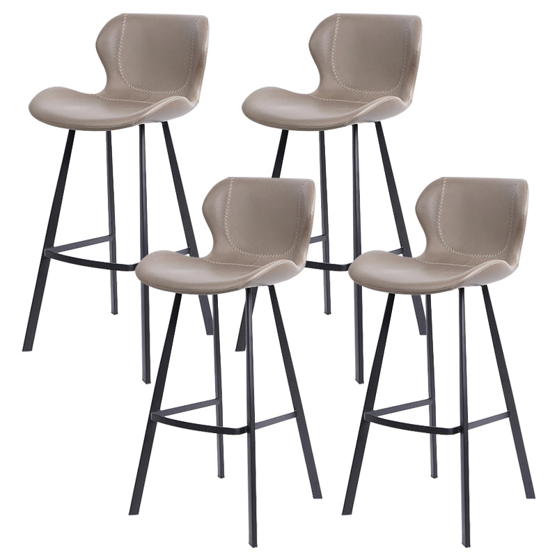 Faux Leather Dining Stool Upholstered Bar Stool with Metal Base Gray 4 Piece Set Bar Stool(30"H) Clearhalo 'Bar Furniture' 'Bar Stools' 'bar_stools' 'furn' 'furn_bar_stools' 'Furniture' 'Kitchen & Dining Furniture' 6813261