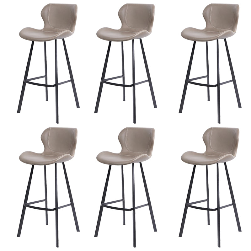 Faux Leather Dining Stool Upholstered Bar Stool with Metal Base Gray 6 Piece Set Bar Stool(30"H) Clearhalo 'Bar Furniture' 'Bar Stools' 'bar_stools' 'furn' 'furn_bar_stools' 'Furniture' 'Kitchen & Dining Furniture' 6813262