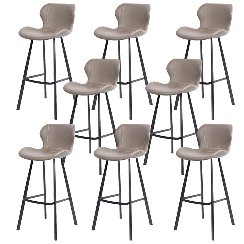 Faux Leather Dining Stool Upholstered Bar Stool with Metal Base Gray 8 Piece Set Bar Stool(30"H) Clearhalo 'Bar Furniture' 'Bar Stools' 'bar_stools' 'furn' 'furn_bar_stools' 'Furniture' 'Kitchen & Dining Furniture' 6813263