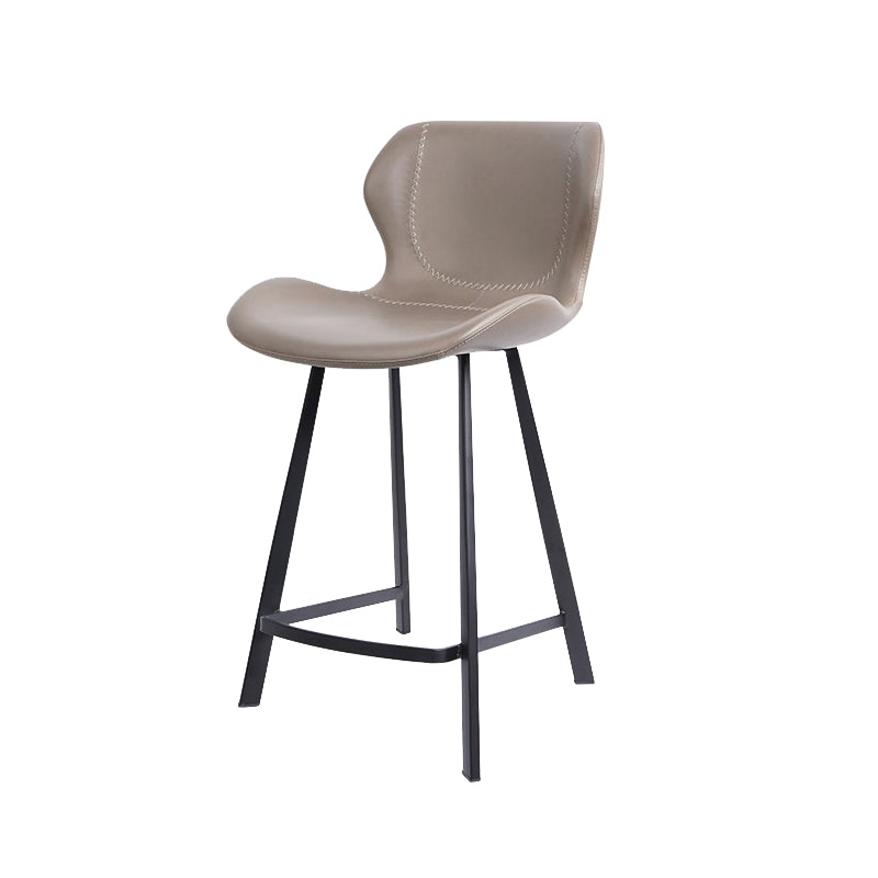 Faux Leather Dining Stool Upholstered Bar Stool with Metal Base Gray 1 Piece Short Stool(22"H) Clearhalo 'Bar Furniture' 'Bar Stools' 'bar_stools' 'furn' 'furn_bar_stools' 'Furniture' 'Kitchen & Dining Furniture' 6813264