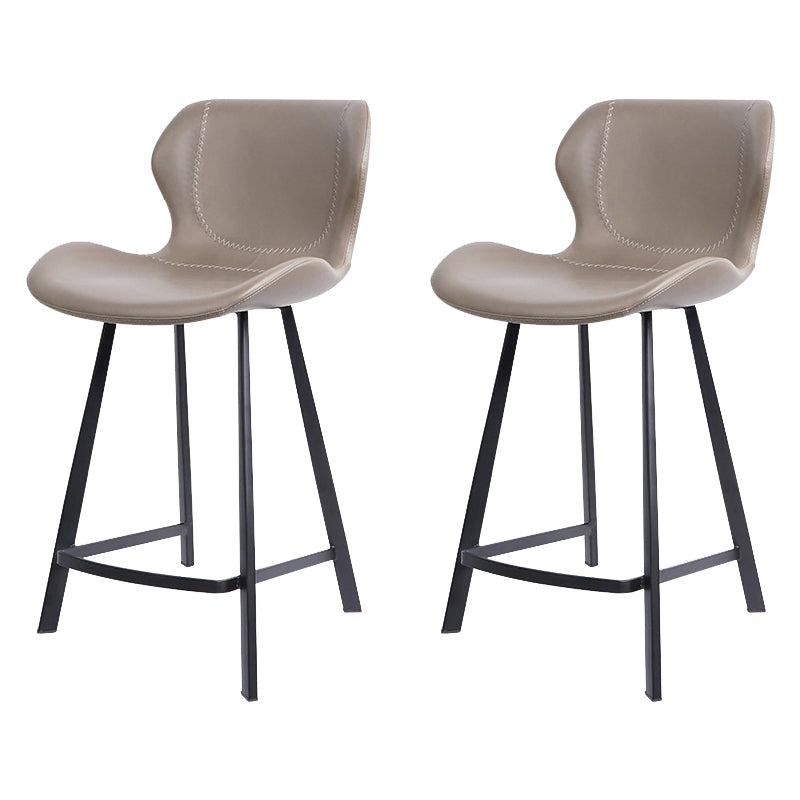 Faux Leather Dining Stool Upholstered Bar Stool with Metal Base Gray 2 Piece Set Short Stool(22"H) Clearhalo 'Bar Furniture' 'Bar Stools' 'bar_stools' 'furn' 'furn_bar_stools' 'Furniture' 'Kitchen & Dining Furniture' 6813265