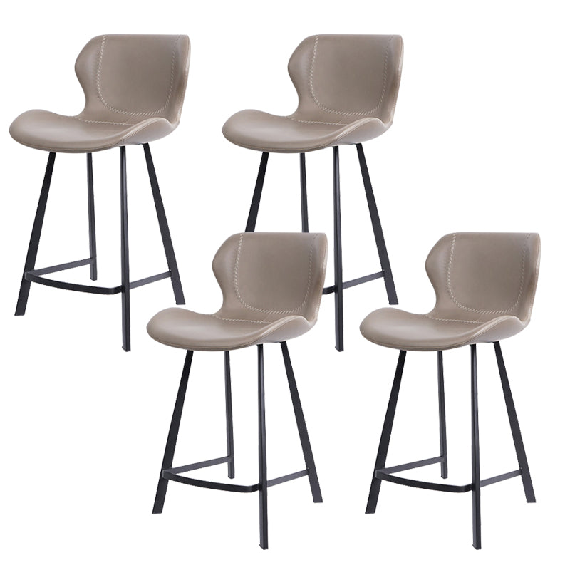 Faux Leather Dining Stool Upholstered Bar Stool with Metal Base Gray 4 Piece Set Short Stool(22"H) Clearhalo 'Bar Furniture' 'Bar Stools' 'bar_stools' 'furn' 'furn_bar_stools' 'Furniture' 'Kitchen & Dining Furniture' 6813266