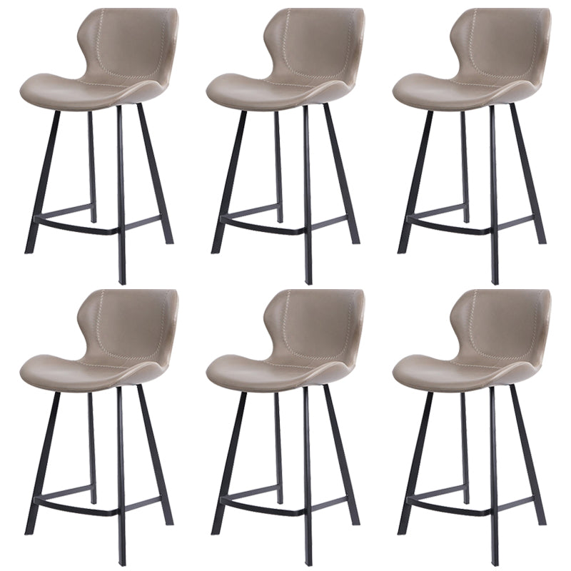 Faux Leather Dining Stool Upholstered Bar Stool with Metal Base Gray 6 Piece Set Short Stool(22"H) Clearhalo 'Bar Furniture' 'Bar Stools' 'bar_stools' 'furn' 'furn_bar_stools' 'Furniture' 'Kitchen & Dining Furniture' 6813267