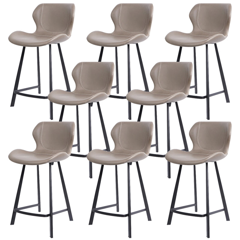 Faux Leather Dining Stool Upholstered Bar Stool with Metal Base Gray 8 Piece Set Short Stool(22"H) Clearhalo 'Bar Furniture' 'Bar Stools' 'bar_stools' 'furn' 'furn_bar_stools' 'Furniture' 'Kitchen & Dining Furniture' 6813268