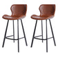 Faux Leather Dining Stool Upholstered Bar Stool with Metal Base Brown 2 Piece Set Counter Stool(26"H) Clearhalo 'Bar Furniture' 'Bar Stools' 'bar_stools' 'furn' 'furn_bar_stools' 'Furniture' 'Kitchen & Dining Furniture' 6813270