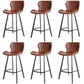 Faux Leather Dining Stool Upholstered Bar Stool with Metal Base Brown 6 Piece Set Counter Stool(26"H) Clearhalo 'Bar Furniture' 'Bar Stools' 'bar_stools' 'furn' 'furn_bar_stools' 'Furniture' 'Kitchen & Dining Furniture' 6813272