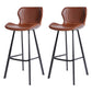 Faux Leather Dining Stool Upholstered Bar Stool with Metal Base Brown 2 Piece Set Bar Stool(30"H) Clearhalo 'Bar Furniture' 'Bar Stools' 'bar_stools' 'furn' 'furn_bar_stools' 'Furniture' 'Kitchen & Dining Furniture' 6813275