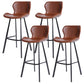 Faux Leather Dining Stool Upholstered Bar Stool with Metal Base Brown 4 Piece Set Bar Stool(30"H) Clearhalo 'Bar Furniture' 'Bar Stools' 'bar_stools' 'furn' 'furn_bar_stools' 'Furniture' 'Kitchen & Dining Furniture' 6813276