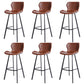 Faux Leather Dining Stool Upholstered Bar Stool with Metal Base Brown 6 Piece Set Bar Stool(30"H) Clearhalo 'Bar Furniture' 'Bar Stools' 'bar_stools' 'furn' 'furn_bar_stools' 'Furniture' 'Kitchen & Dining Furniture' 6813277