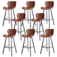Faux Leather Dining Stool Upholstered Bar Stool with Metal Base Brown 8 Piece Set Bar Stool(30"H) Clearhalo 'Bar Furniture' 'Bar Stools' 'bar_stools' 'furn' 'furn_bar_stools' 'Furniture' 'Kitchen & Dining Furniture' 6813278