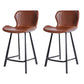 Faux Leather Dining Stool Upholstered Bar Stool with Metal Base Brown 2 Piece Set Short Stool(22"H) Clearhalo 'Bar Furniture' 'Bar Stools' 'bar_stools' 'furn' 'furn_bar_stools' 'Furniture' 'Kitchen & Dining Furniture' 6813280