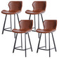 Faux Leather Dining Stool Upholstered Bar Stool with Metal Base Brown 4 Piece Set Short Stool(22"H) Clearhalo 'Bar Furniture' 'Bar Stools' 'bar_stools' 'furn' 'furn_bar_stools' 'Furniture' 'Kitchen & Dining Furniture' 6813281