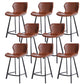 Faux Leather Dining Stool Upholstered Bar Stool with Metal Base Brown 8 Piece Set Short Stool(22"H) Clearhalo 'Bar Furniture' 'Bar Stools' 'bar_stools' 'furn' 'furn_bar_stools' 'Furniture' 'Kitchen & Dining Furniture' 6813283