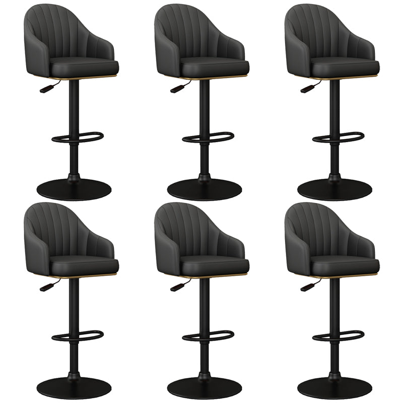 Industrial Backrest Bar Stool Adjustable Counter Stool for Hone Black Black 6 Piece Set Clearhalo 'Bar Furniture' 'Bar Stools' 'bar_stools' 'furn' 'furn_bar_stools' 'Furniture' 'Kitchen & Dining Furniture' 6813324