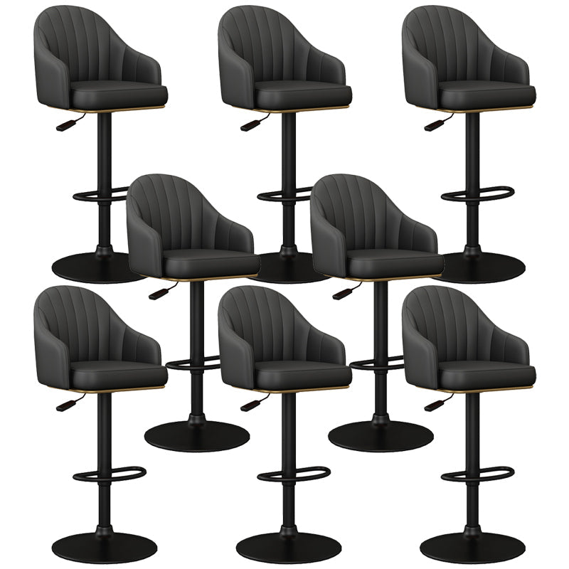 Industrial Backrest Bar Stool Adjustable Counter Stool for Hone Black Black 8 Piece Set Clearhalo 'Bar Furniture' 'Bar Stools' 'bar_stools' 'furn' 'furn_bar_stools' 'Furniture' 'Kitchen & Dining Furniture' 6813326