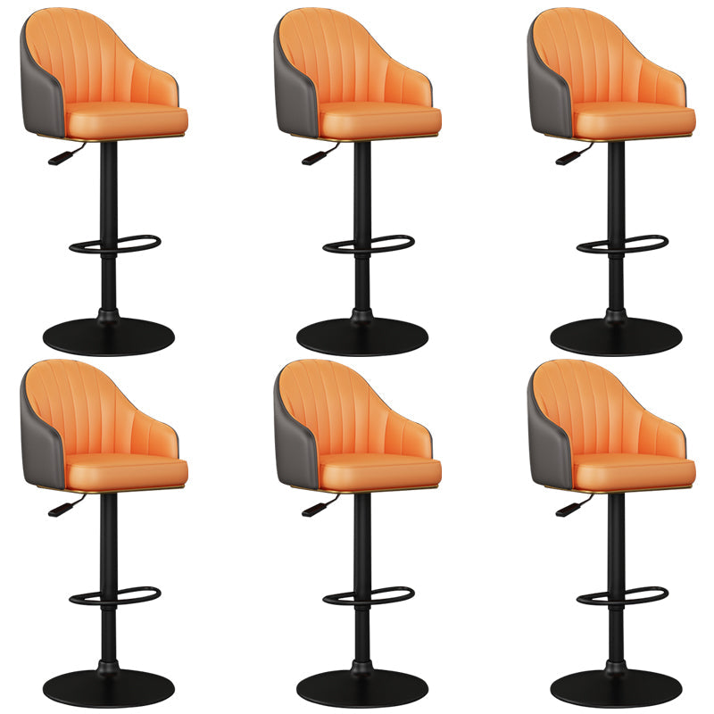 Industrial Backrest Bar Stool Adjustable Counter Stool for Hone Black Orange 6 Piece Set Clearhalo 'Bar Furniture' 'Bar Stools' 'bar_stools' 'furn' 'furn_bar_stools' 'Furniture' 'Kitchen & Dining Furniture' 6813343