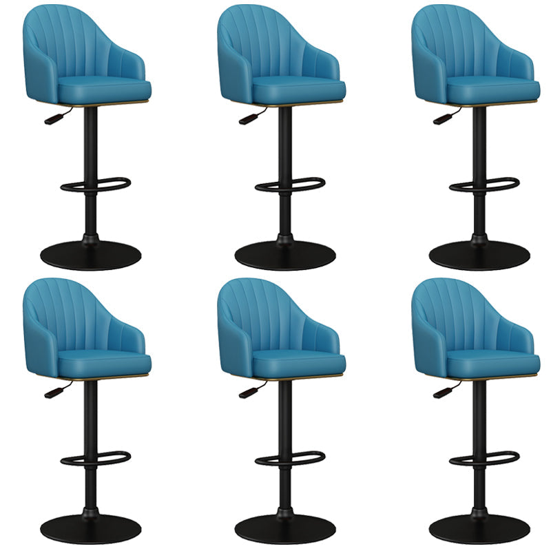 Industrial Backrest Bar Stool Adjustable Counter Stool for Hone Black Blue 6 Piece Set Clearhalo 'Bar Furniture' 'Bar Stools' 'bar_stools' 'furn' 'furn_bar_stools' 'Furniture' 'Kitchen & Dining Furniture' 6813348