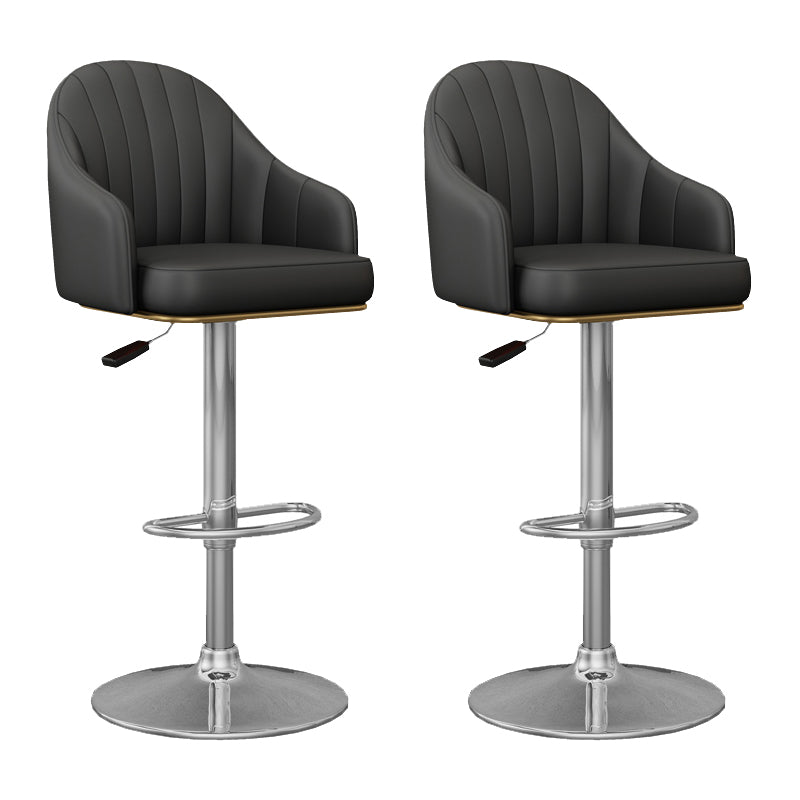 Industrial Backrest Bar Stool Adjustable Counter Stool for Hone Silver Black 2 Piece Set Clearhalo 'Bar Furniture' 'Bar Stools' 'bar_stools' 'furn' 'furn_bar_stools' 'Furniture' 'Kitchen & Dining Furniture' 6813356