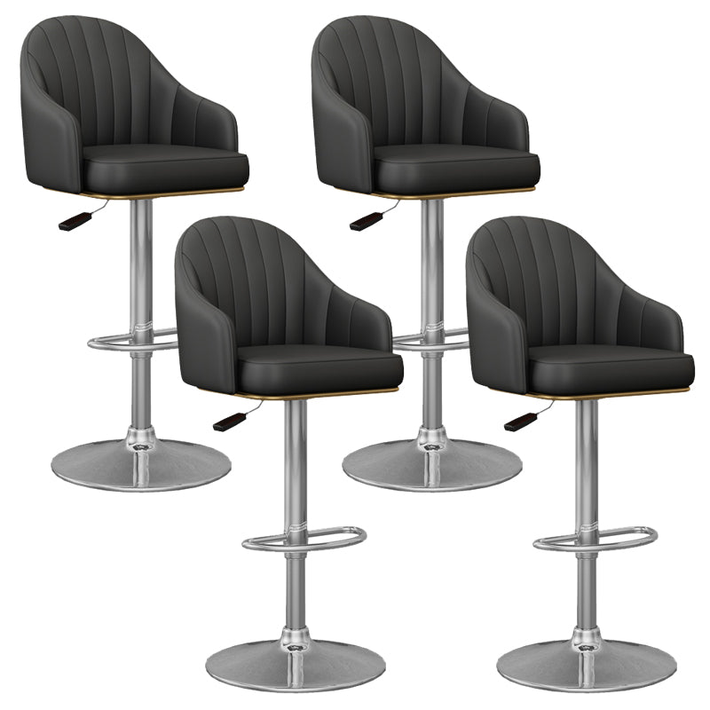 Industrial Backrest Bar Stool Adjustable Counter Stool for Hone Silver Black 4 Piece Set Clearhalo 'Bar Furniture' 'Bar Stools' 'bar_stools' 'furn' 'furn_bar_stools' 'Furniture' 'Kitchen & Dining Furniture' 6813357