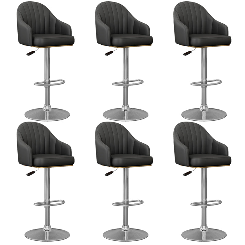 Industrial Backrest Bar Stool Adjustable Counter Stool for Hone Silver Black 6 Piece Set Clearhalo 'Bar Furniture' 'Bar Stools' 'bar_stools' 'furn' 'furn_bar_stools' 'Furniture' 'Kitchen & Dining Furniture' 6813358