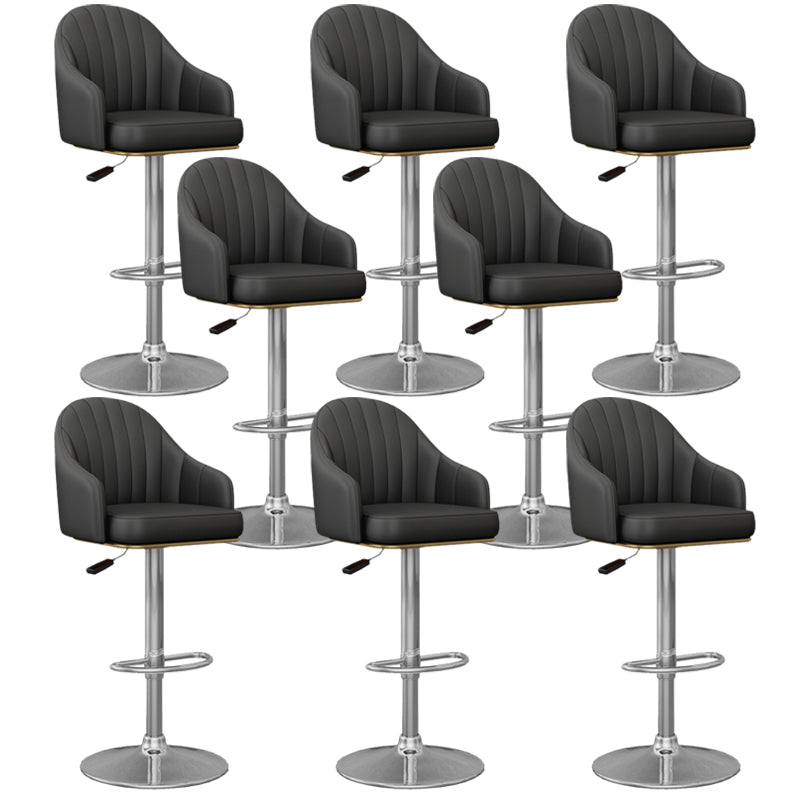 Industrial Backrest Bar Stool Adjustable Counter Stool for Hone Silver Black 8 Piece Set Clearhalo 'Bar Furniture' 'Bar Stools' 'bar_stools' 'furn' 'furn_bar_stools' 'Furniture' 'Kitchen & Dining Furniture' 6813359
