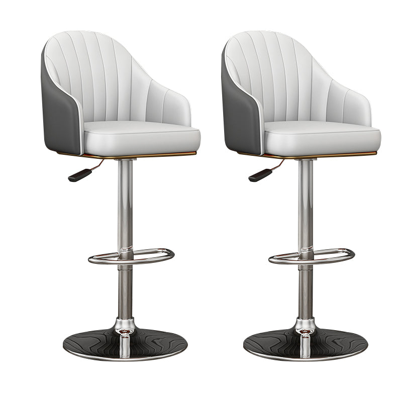 Industrial Backrest Bar Stool Adjustable Counter Stool for Hone Silver Gray 2 Piece Set Clearhalo 'Bar Furniture' 'Bar Stools' 'bar_stools' 'furn' 'furn_bar_stools' 'Furniture' 'Kitchen & Dining Furniture' 6813361