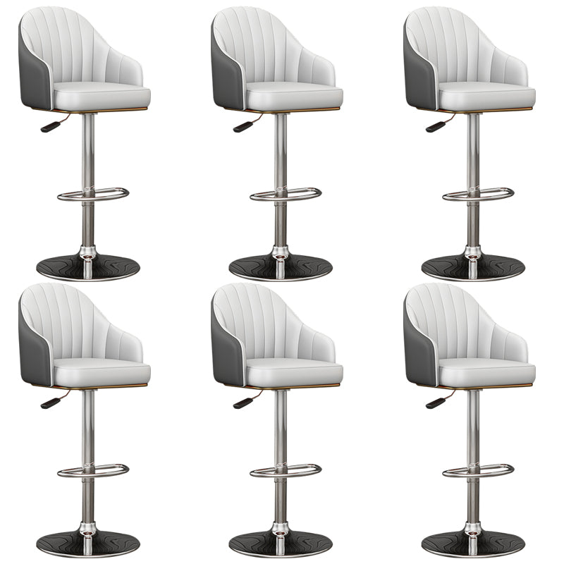 Industrial Backrest Bar Stool Adjustable Counter Stool for Hone Silver Gray 6 Piece Set Clearhalo 'Bar Furniture' 'Bar Stools' 'bar_stools' 'furn' 'furn_bar_stools' 'Furniture' 'Kitchen & Dining Furniture' 6813363