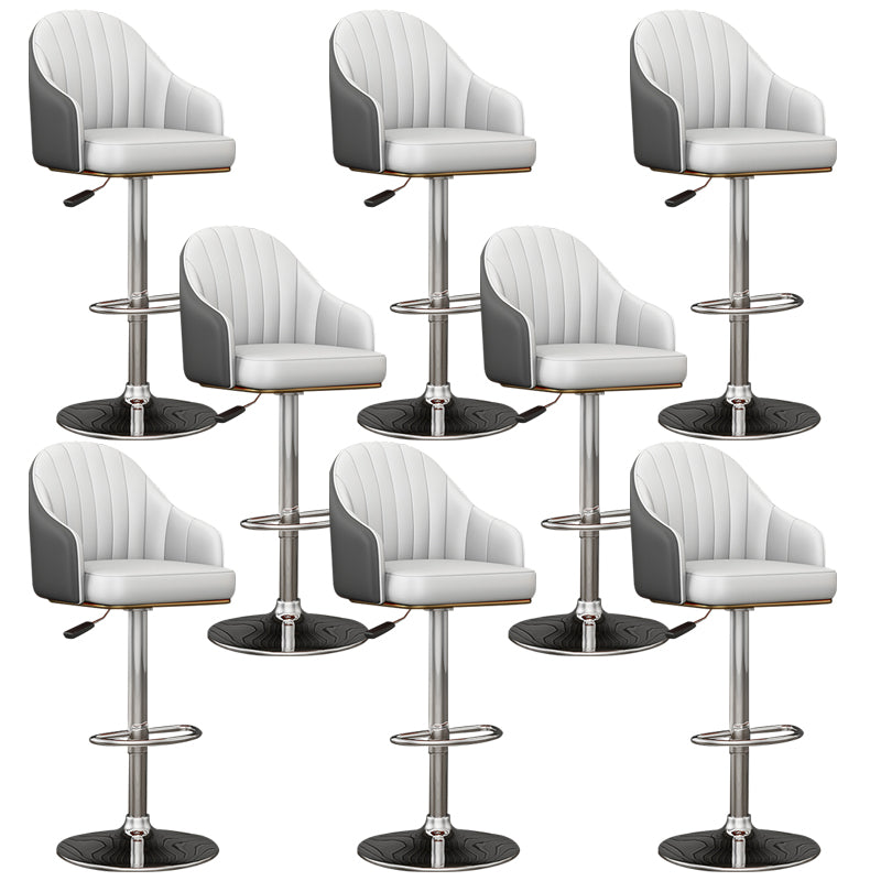 Industrial Backrest Bar Stool Adjustable Counter Stool for Hone Silver Gray 8 Piece Set Clearhalo 'Bar Furniture' 'Bar Stools' 'bar_stools' 'furn' 'furn_bar_stools' 'Furniture' 'Kitchen & Dining Furniture' 6813364