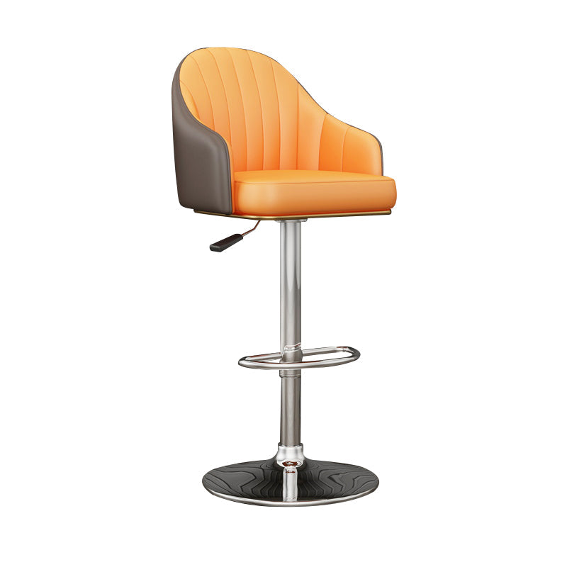 Industrial Backrest Bar Stool Adjustable Counter Stool for Hone Silver Orange 1 Piece Clearhalo 'Bar Furniture' 'Bar Stools' 'bar_stools' 'furn' 'furn_bar_stools' 'Furniture' 'Kitchen & Dining Furniture' 6813370