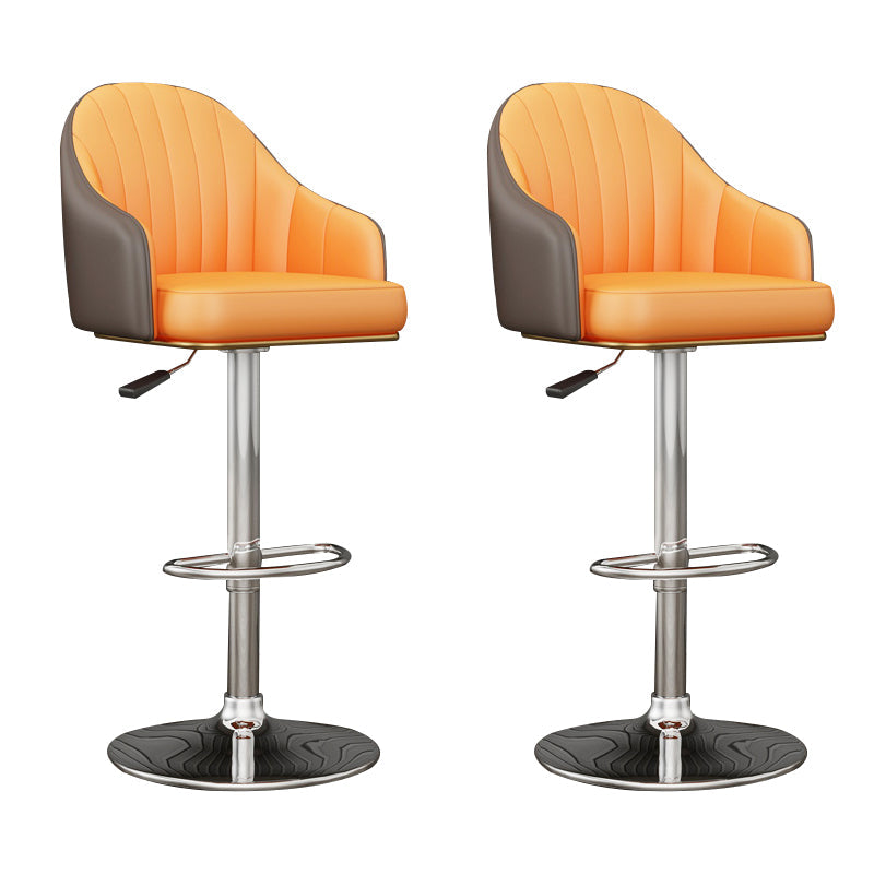 Industrial Backrest Bar Stool Adjustable Counter Stool for Hone Silver Orange 2 Piece Set Clearhalo 'Bar Furniture' 'Bar Stools' 'bar_stools' 'furn' 'furn_bar_stools' 'Furniture' 'Kitchen & Dining Furniture' 6813371