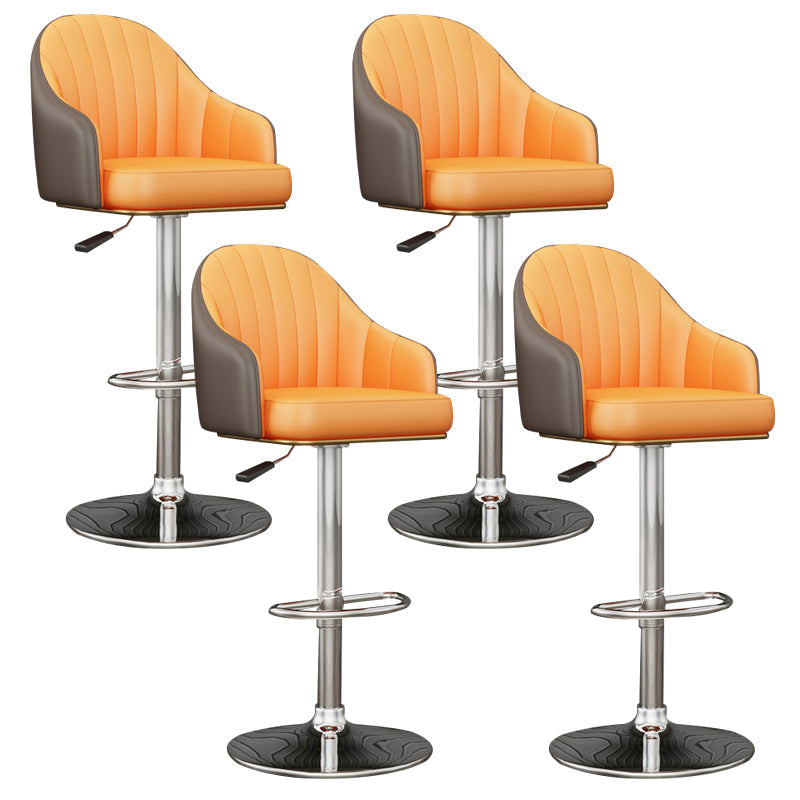 Industrial Backrest Bar Stool Adjustable Counter Stool for Hone Silver Orange 4 Piece Set Clearhalo 'Bar Furniture' 'Bar Stools' 'bar_stools' 'furn' 'furn_bar_stools' 'Furniture' 'Kitchen & Dining Furniture' 6813372