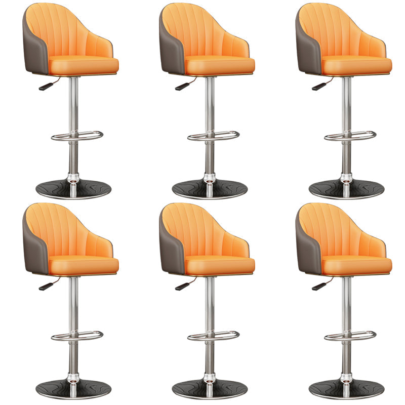 Industrial Backrest Bar Stool Adjustable Counter Stool for Hone Silver Orange 6 Piece Set Clearhalo 'Bar Furniture' 'Bar Stools' 'bar_stools' 'furn' 'furn_bar_stools' 'Furniture' 'Kitchen & Dining Furniture' 6813373